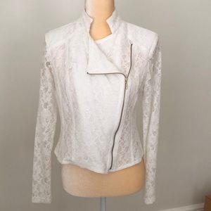 Jennifer Lopez White Lace Zip Up Jacket